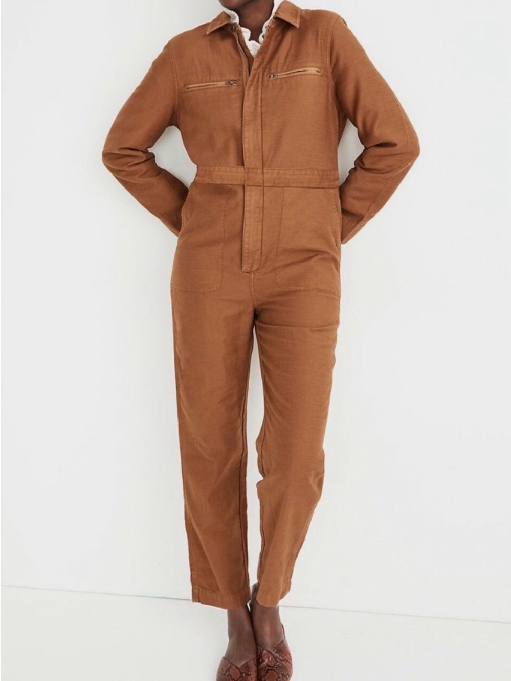 Madewell Coverall Jumpsuit in Warm Chestnut Size Extra Small